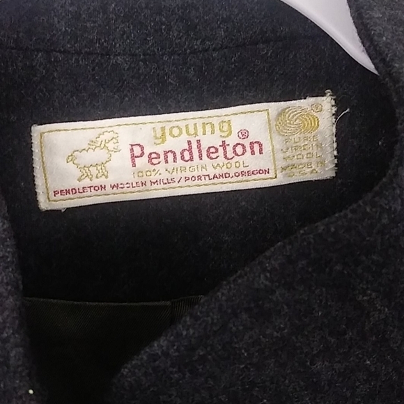 Young Pendleton Gray Virgin Wool Nehru Band Collar Long Sleeve Blazer Jacket - Picture 3 of 7